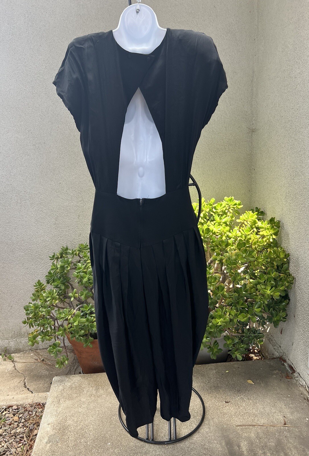 Vintage Boho Jumpsuit Harem Pant Black Sz 12 Miss Ashlee
