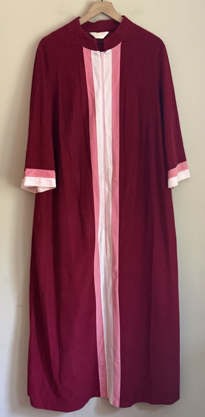 Vintage Robe Housecoat Velour Sears At Home Wear 60s 70s Womens Size XL