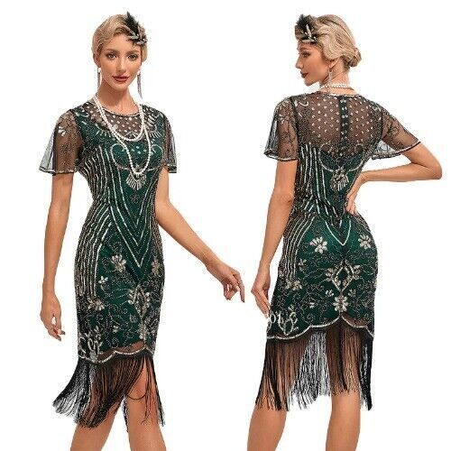 1920s Flapper Dress Women’s Great Gatsby Color Sequin Tassel 20s Party Dress