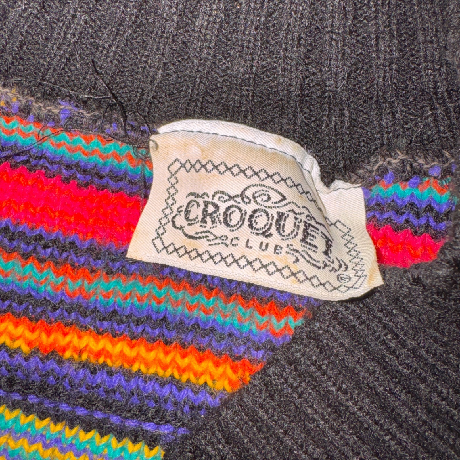 Vintage 90s Croquet Club Colorful Aztec Sweater Southwestern Retro Large USA