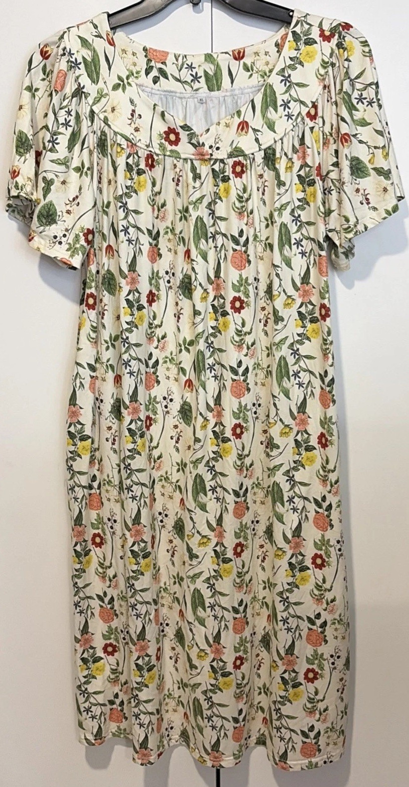 House Dress Women’s Plus Boho Pleated Short Sleeve Dress Size XL