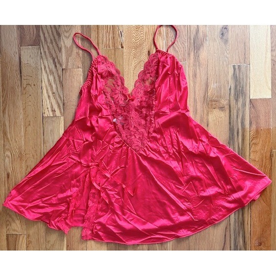 Vintage Darling body fashions Red bodysuit teddy lace lingerie size M