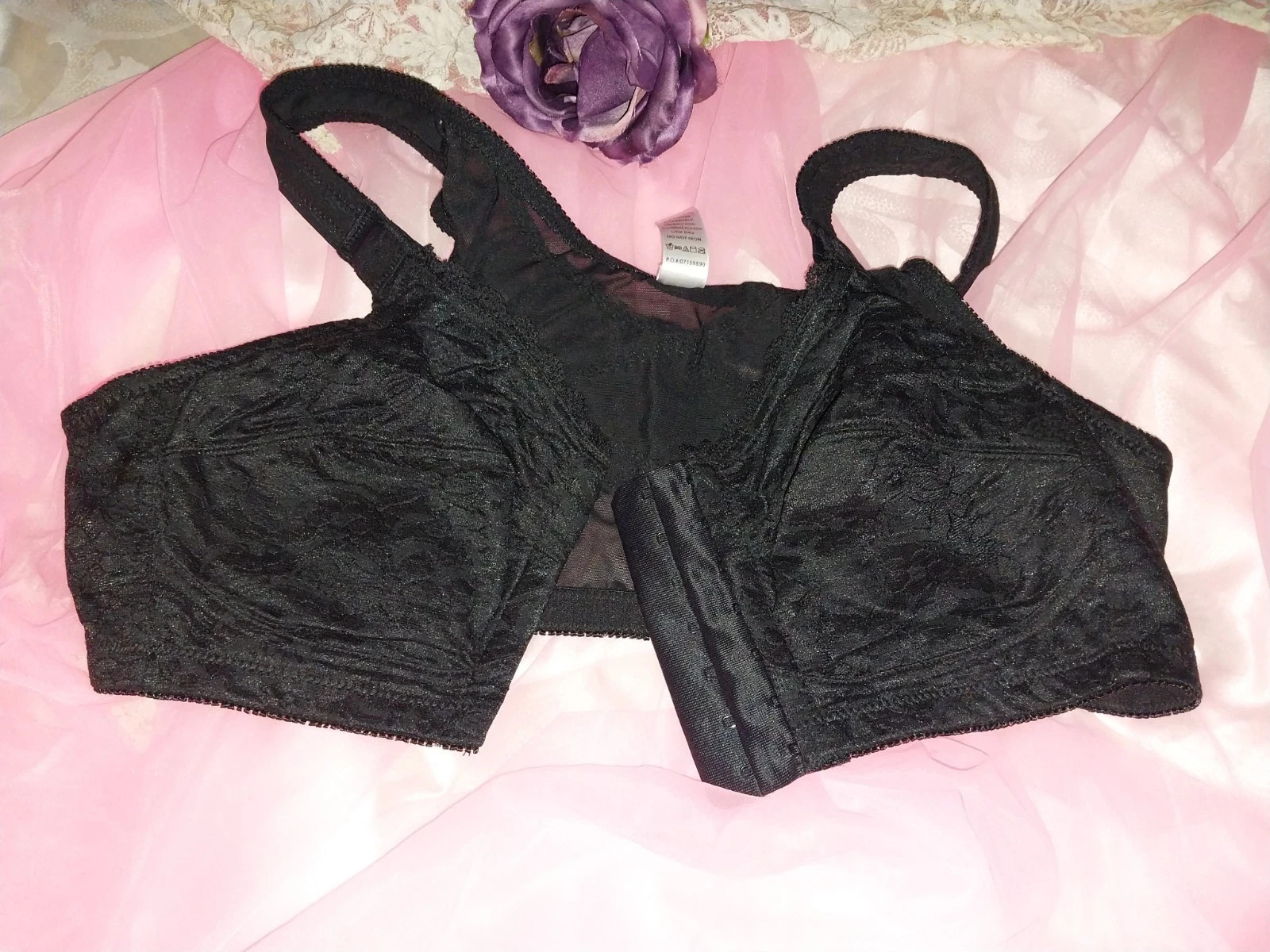 VTG Styl Pointy Eye Hook Front Closure Bra Back Support Office Sissy 38C NO UW