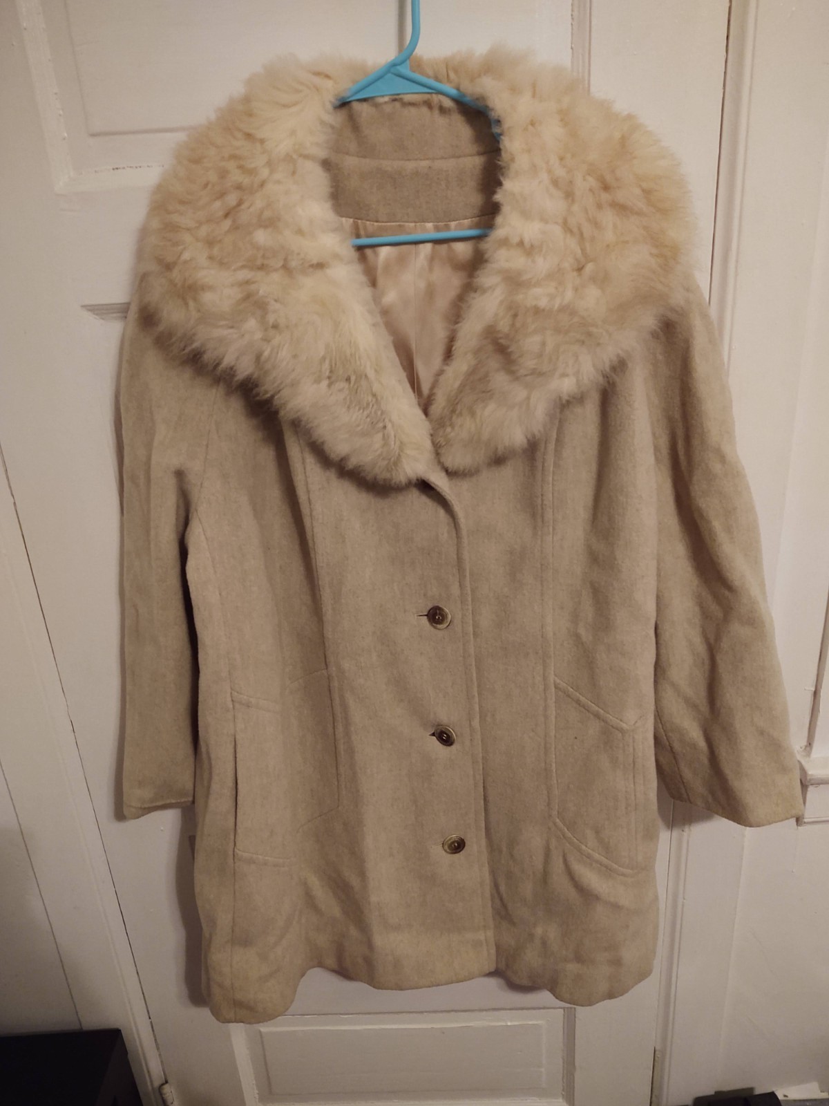 Vintage Fashionbilt 100% Wool And fur collar coat Union Made Sz XL