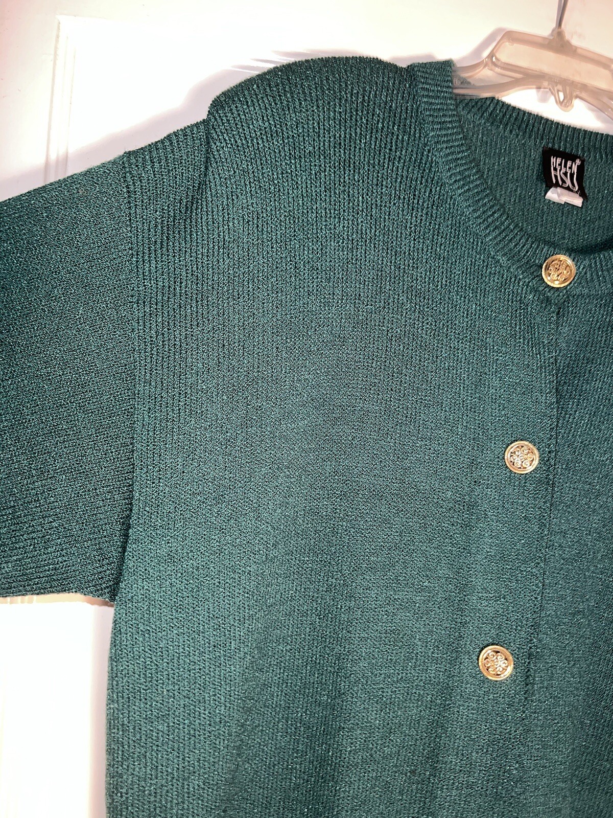 Helen Hsu Vintage Santana Knit Long Cardigan Sweater Green Size L. d50