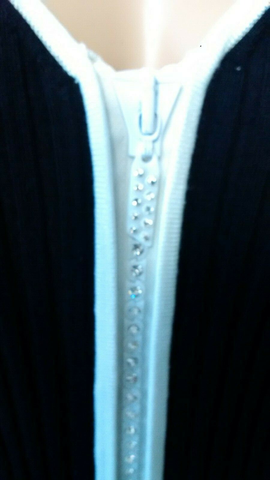 Zip-Front Short Sleeve Sparkle Sweater