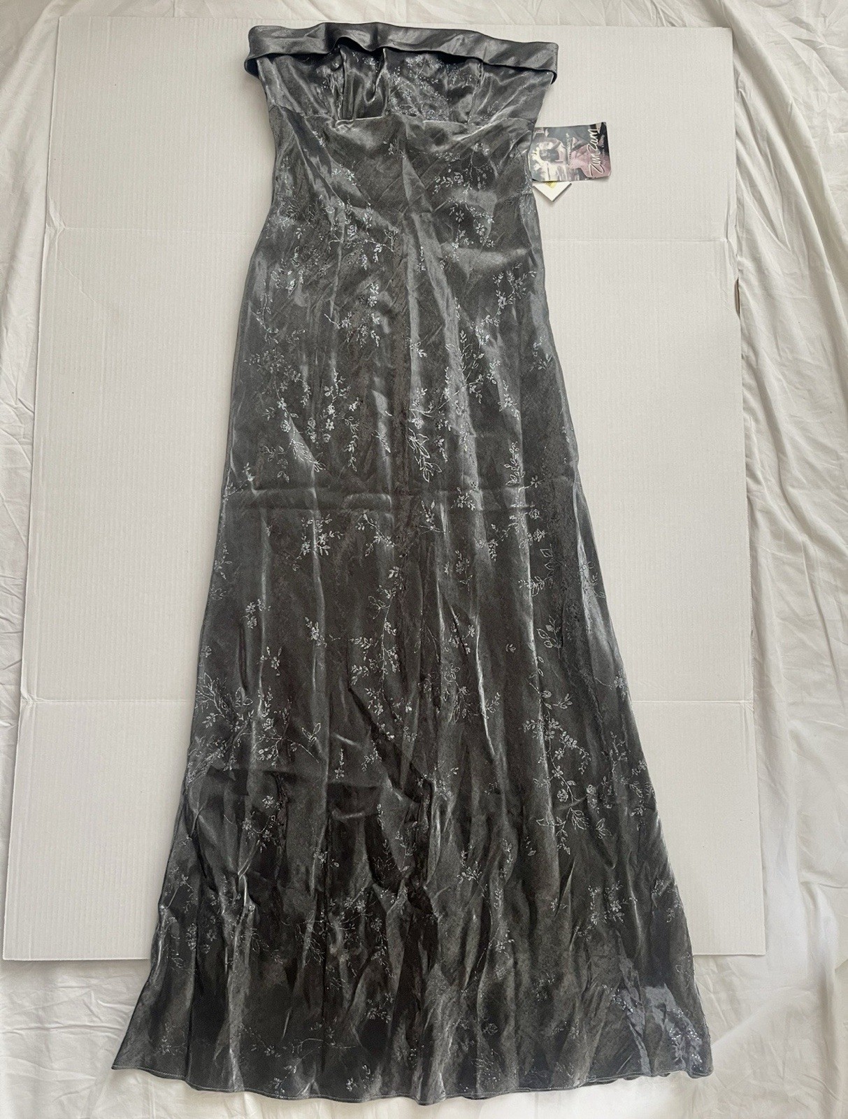 Vintage Y2K Zum Zum NWT Strapless Gunmetal Metallic Formal Gown Dress 11/12 USA
