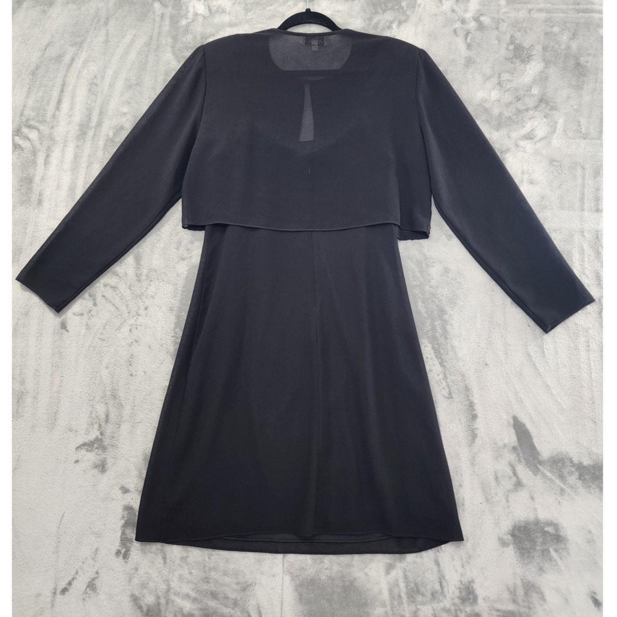 Vintage 90s Patra Chiffon Slip Dress Sheer Sequin Crop Jacket Set Size 12 Black