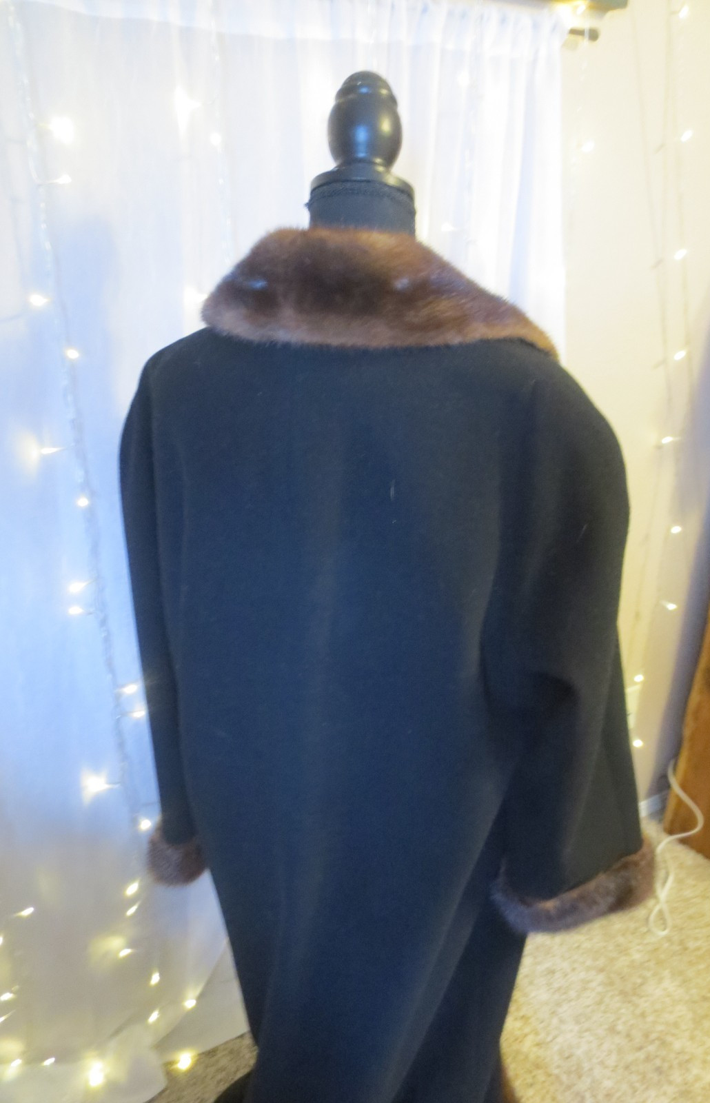 Vintage Gorgeous Marvin Richards Full Length Wool & Mink Fur Coat L-XL 53 „LONG