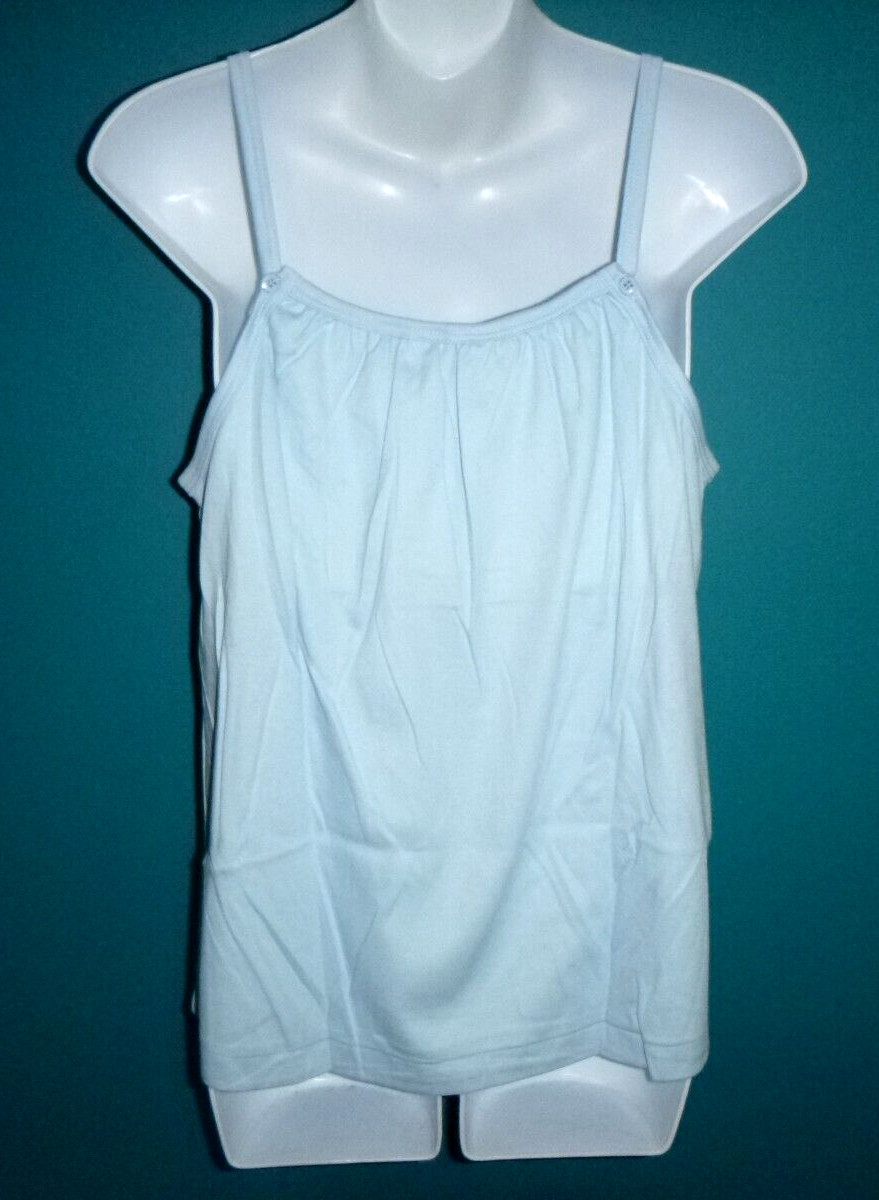 NOS Vtg 80s Beeline Fashions T shirt Spaghetti Strap Top W/ Lining WHITE Sz M