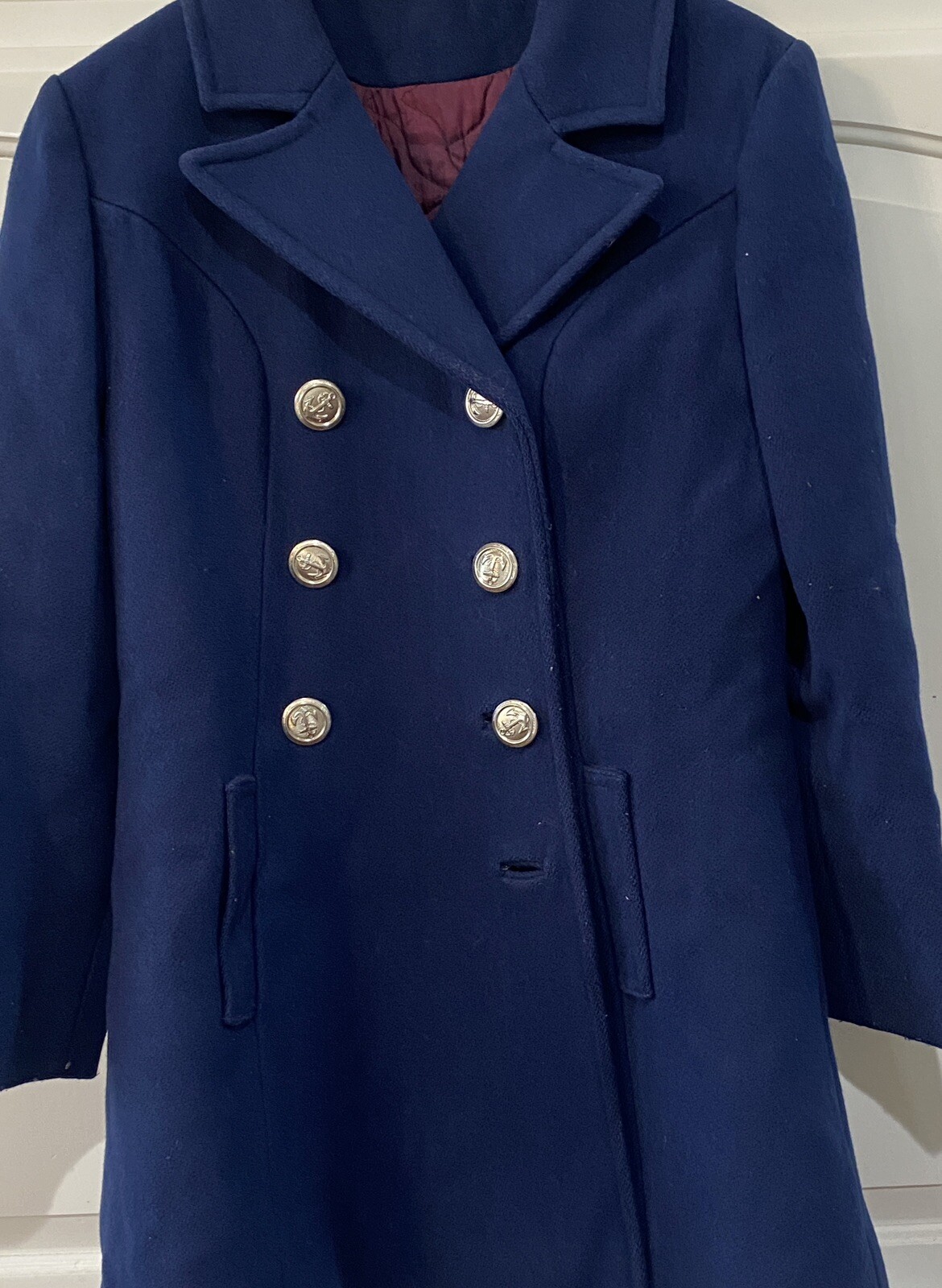 Vintage Women’s Country Pacer Navy Pea Coat with Silver Anchor Buttons