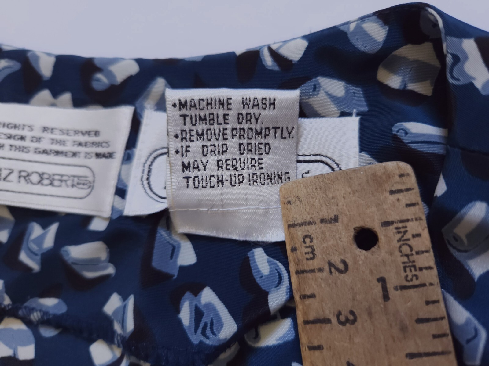Liz Roberts Petites Vintage Marine Blue Abstract Peplum Dress 80s Women’s Medium