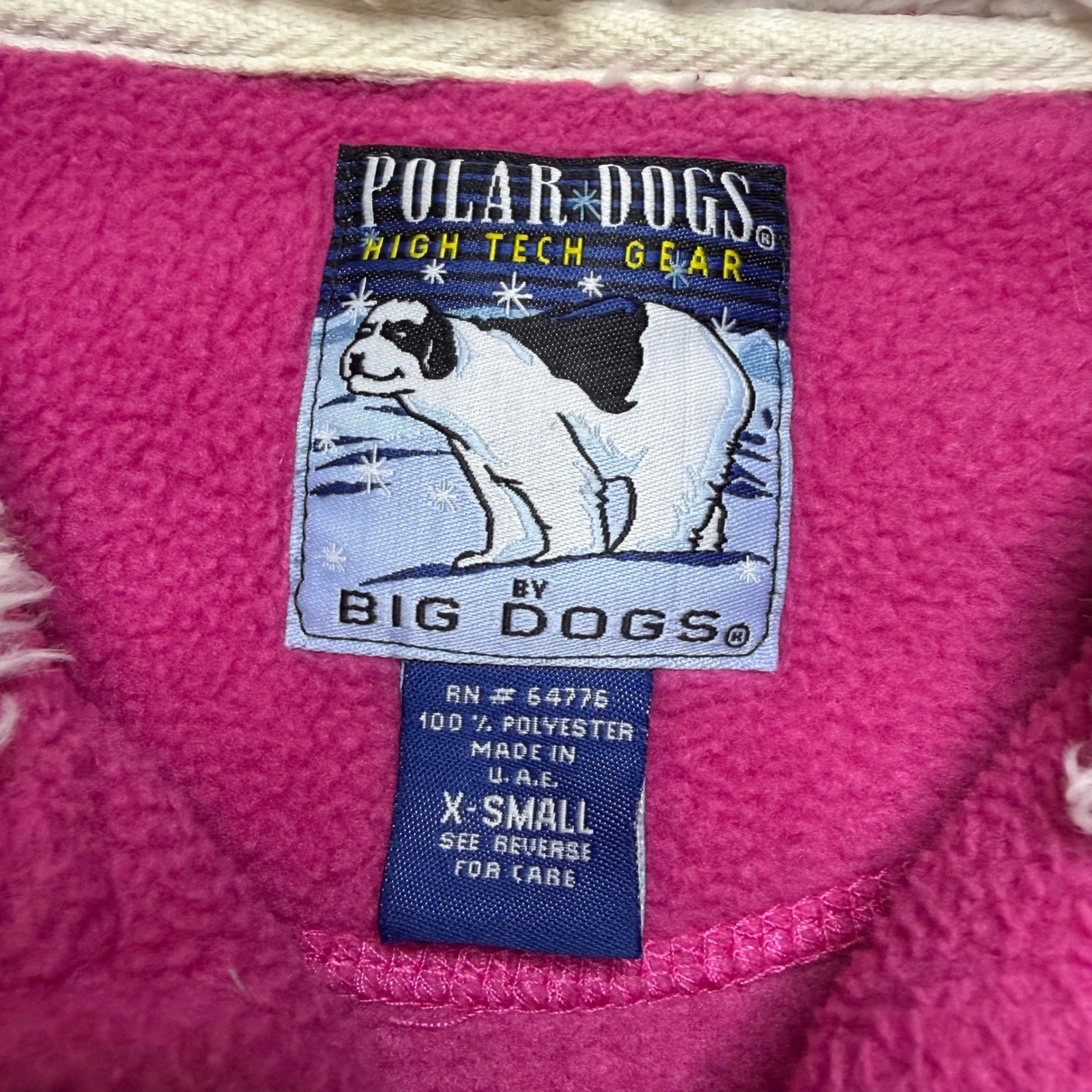 Big Dogs Fleece Pullover Women XS Polar Dogs Sherpa Collar Quarter Zip Vintage