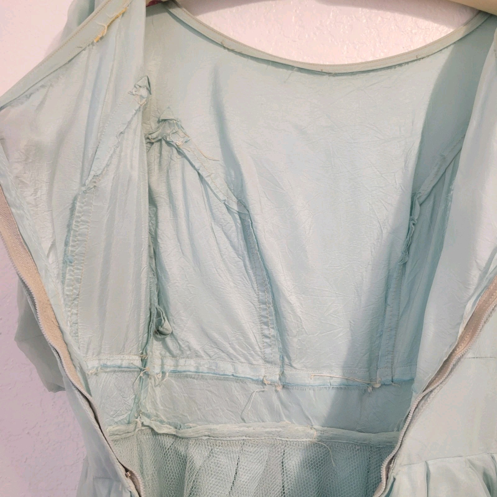Vintage 1950s Tea Length Dress Light Blue Party FOR RESTORATION OR REPAIR