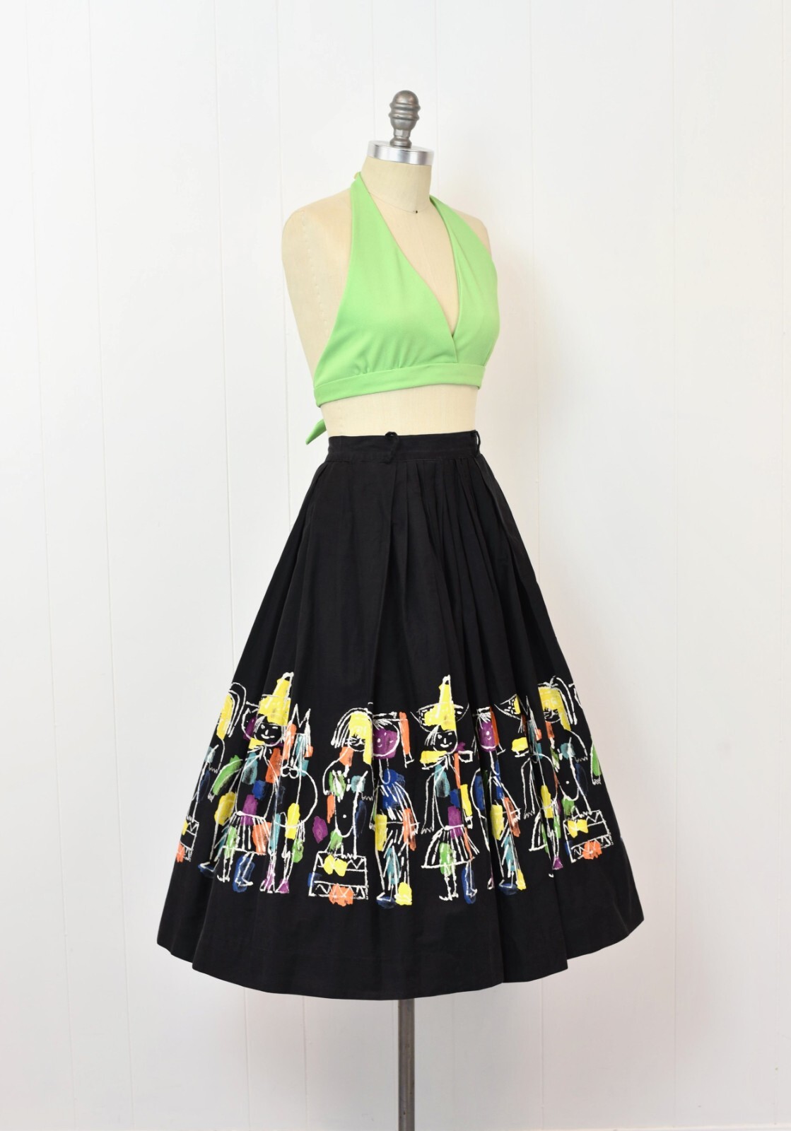 Vintage 1950s 1953 AAA Novelty Print Circus Days Hans Moller Cotton Pinup Skirt