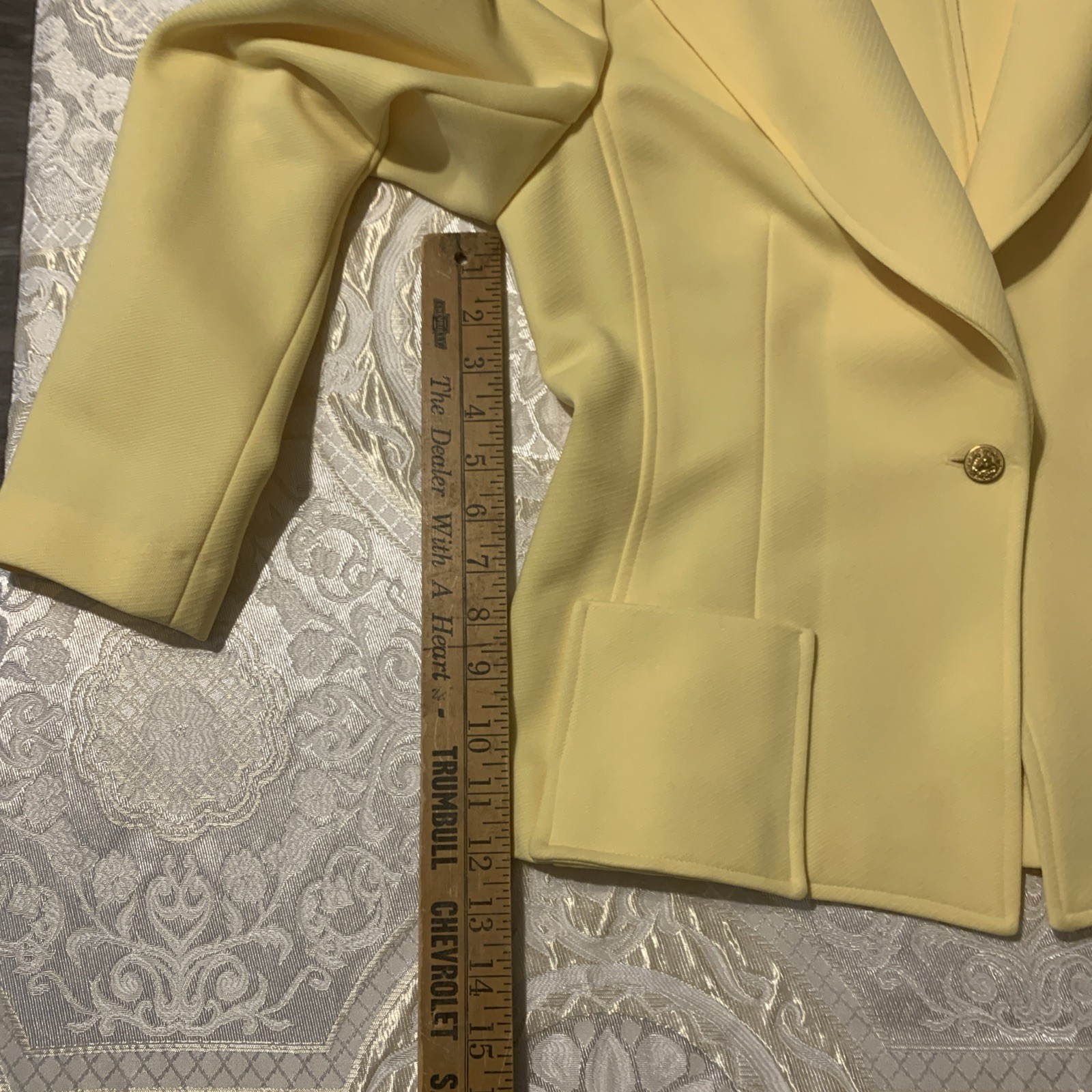 Vtg 60s 70s Alex Garay Trevira Banana Yellow Blazer Jacket Office Siren Disco