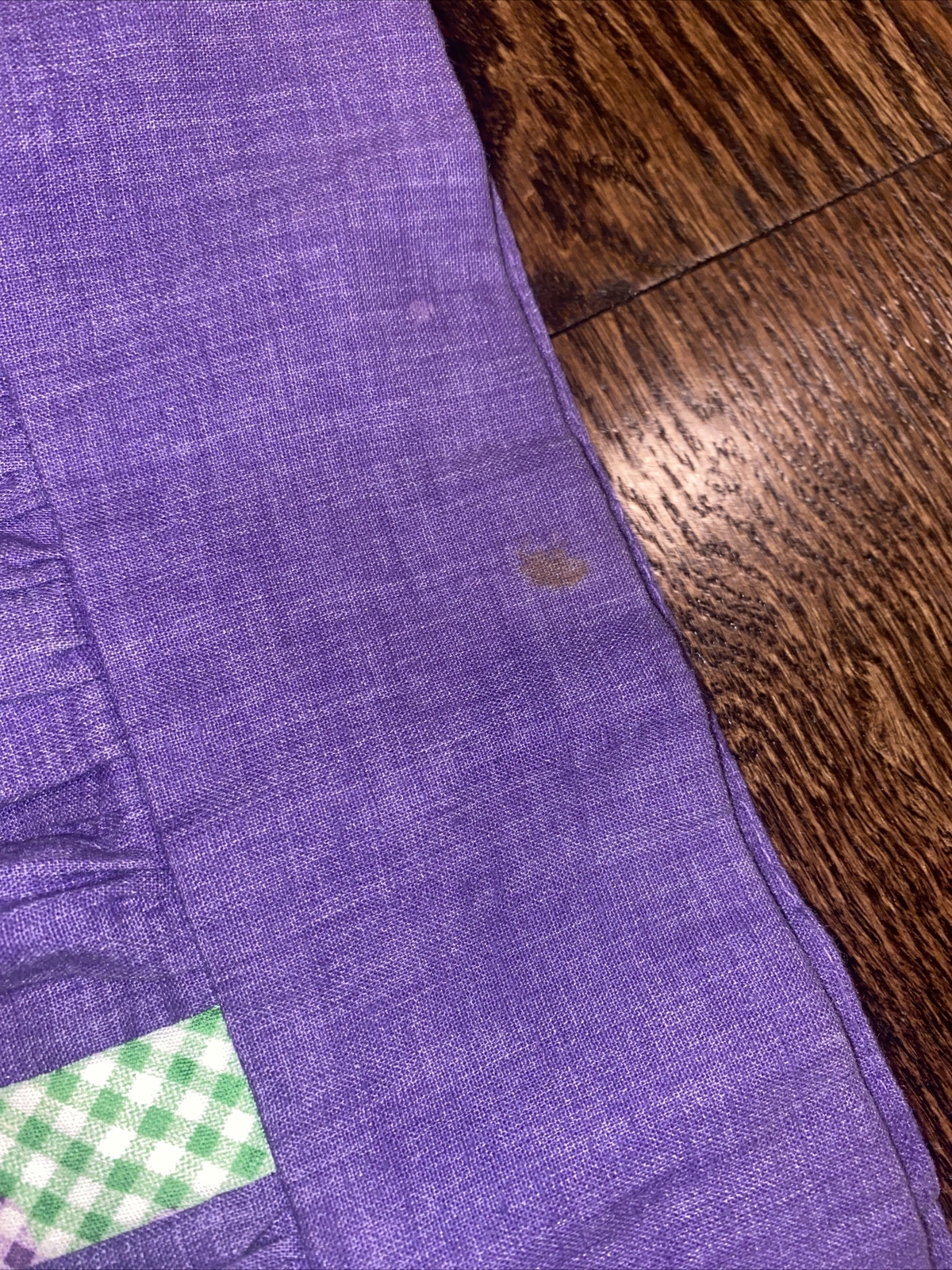 Vintage Handmade Purple Gingham Floral Maxi Skirt 29” Waist 41”long