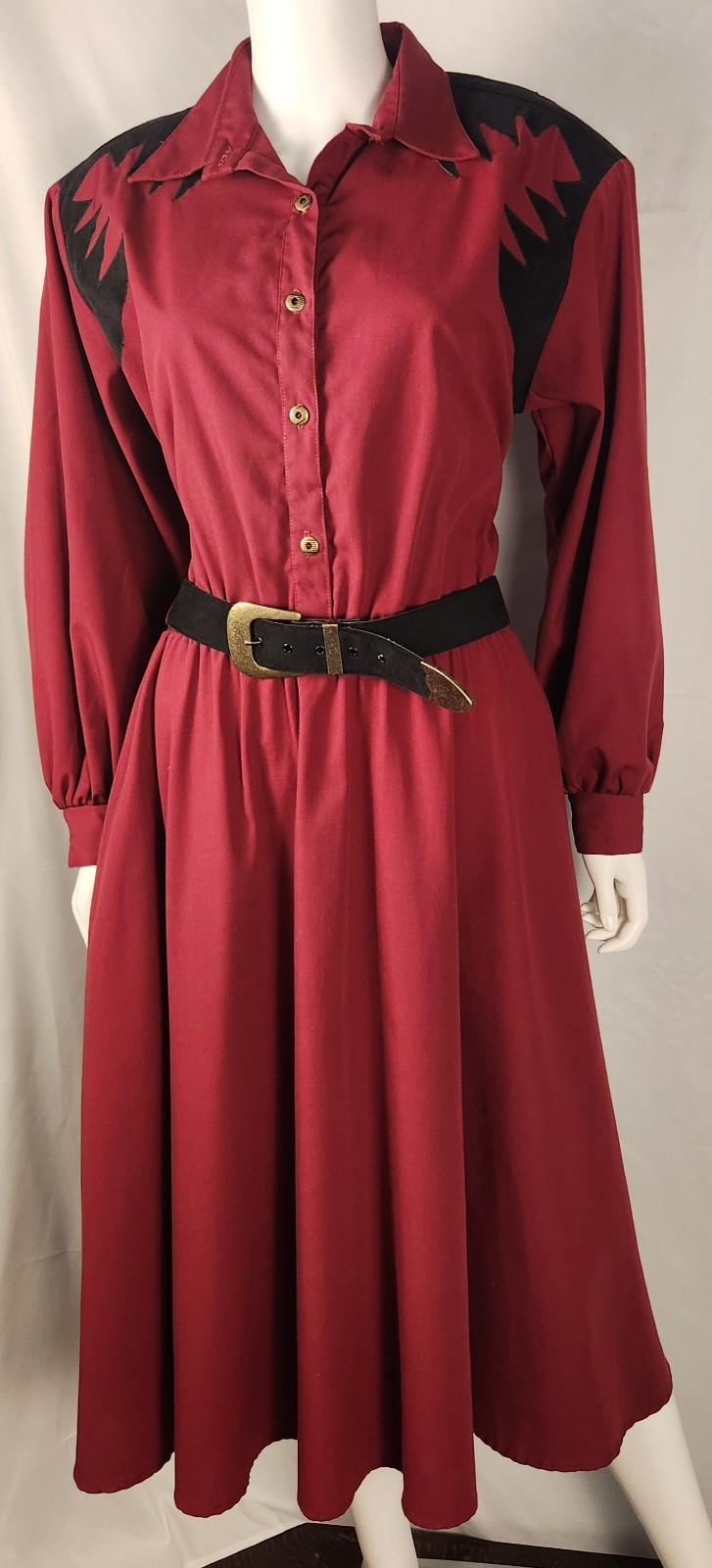 80s Western Collection Cowgirlcore/Southwest/WesternGoth Midi Shirt Dress 16
