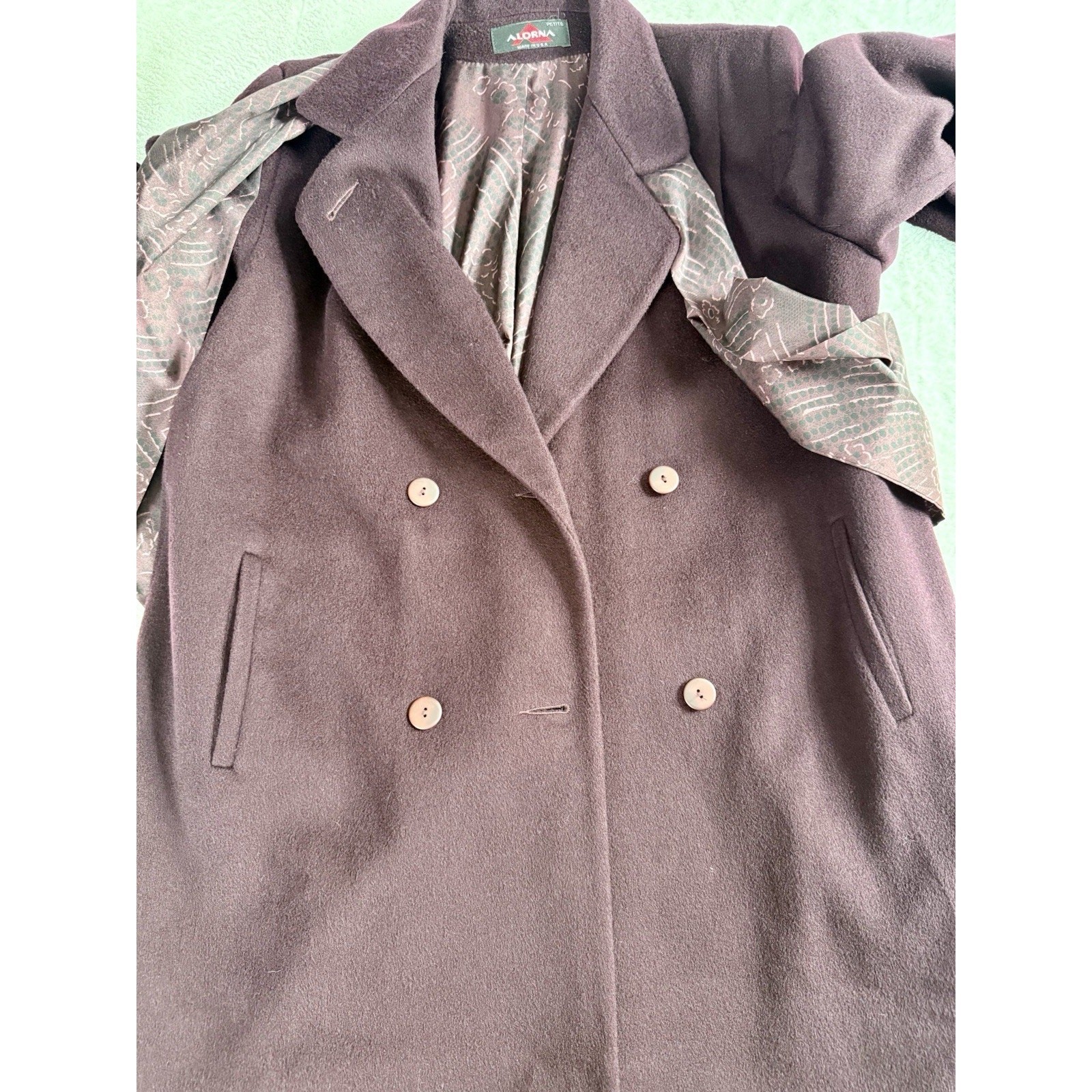 Vintage Super Fina Alorna By Forstmann Petite XLP Long Coat Plum Made In USA
