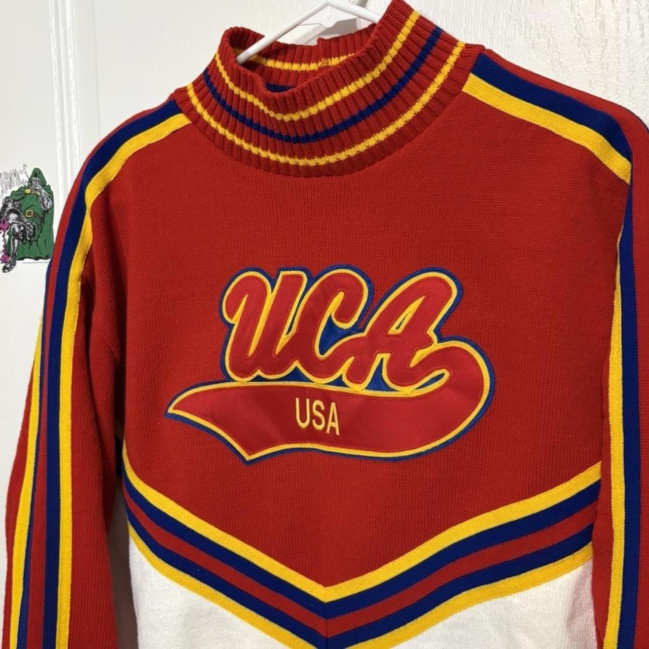 Vintage UCA 1980’s Varsity Spirit Fashions Cheer Sweater Made in USA Size XL