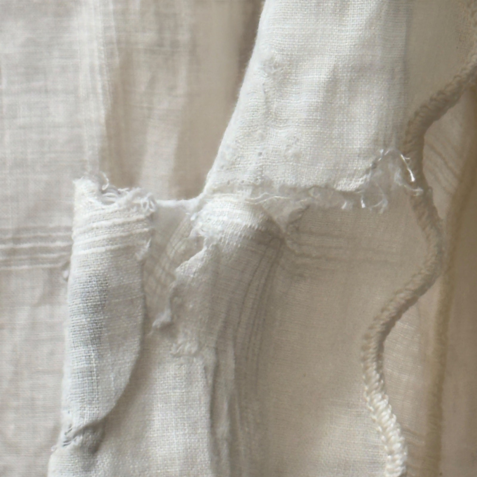 Antique Edwardian 1910s White Cotton Voile Open Blouse Lawn Jacket Size Small