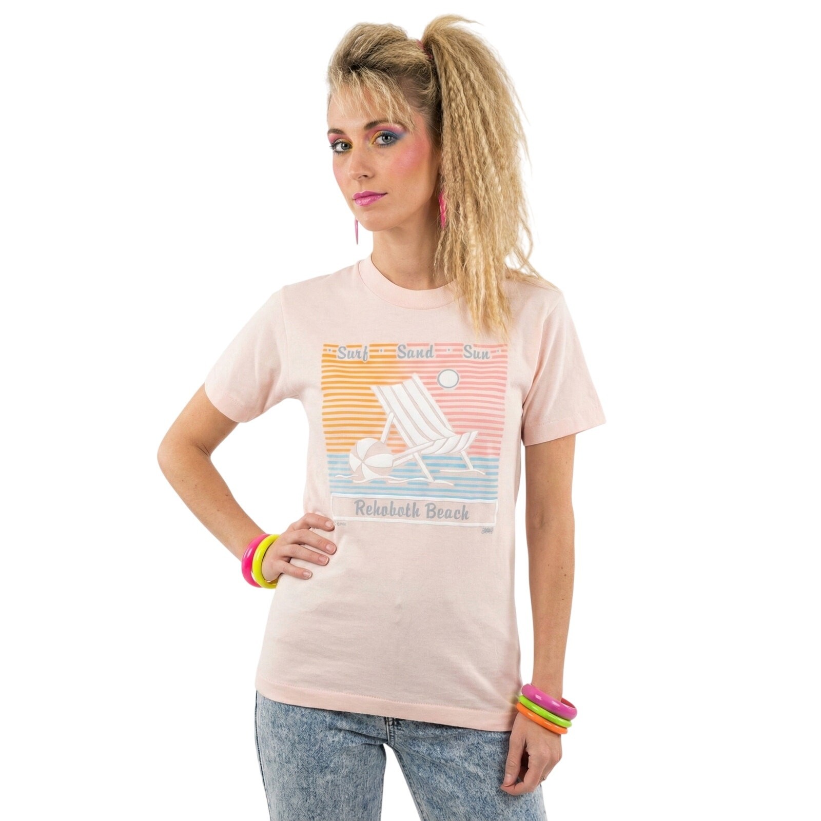 VTG 1980s Rehoboth Beach Surf Sand Sun Graphic Tee Screen Stars Best M