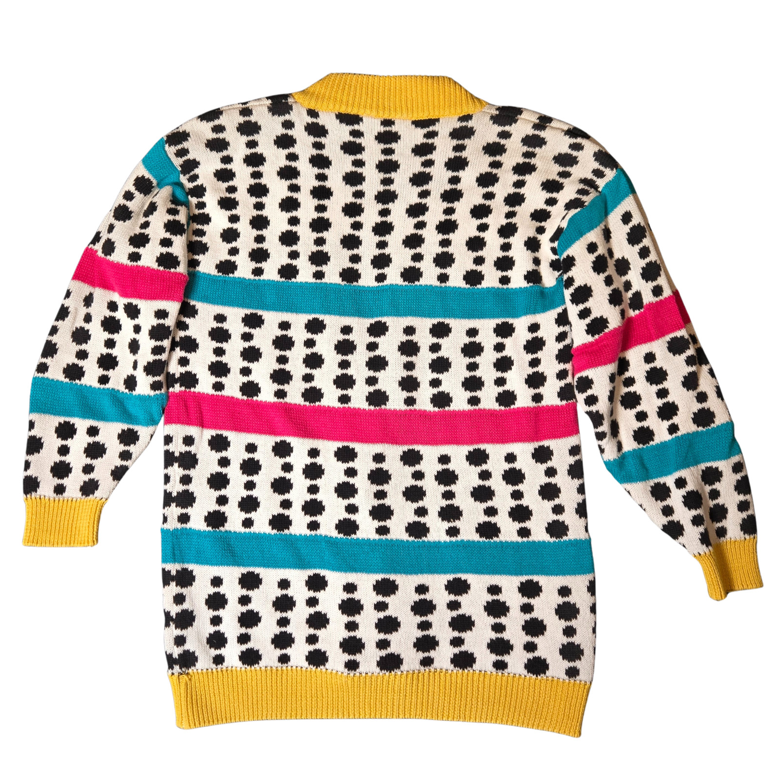 Vintage 1980s AVON FASHIONS 100% Cotton Polka Dot & Striped Cardigan Sweater