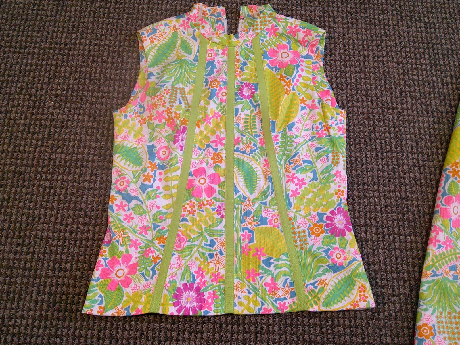 Vtg 60’s JAMISON BOUTIQUE 2 pc Lilly Style Neon Floral Tunic Top & Maxi Skirt M