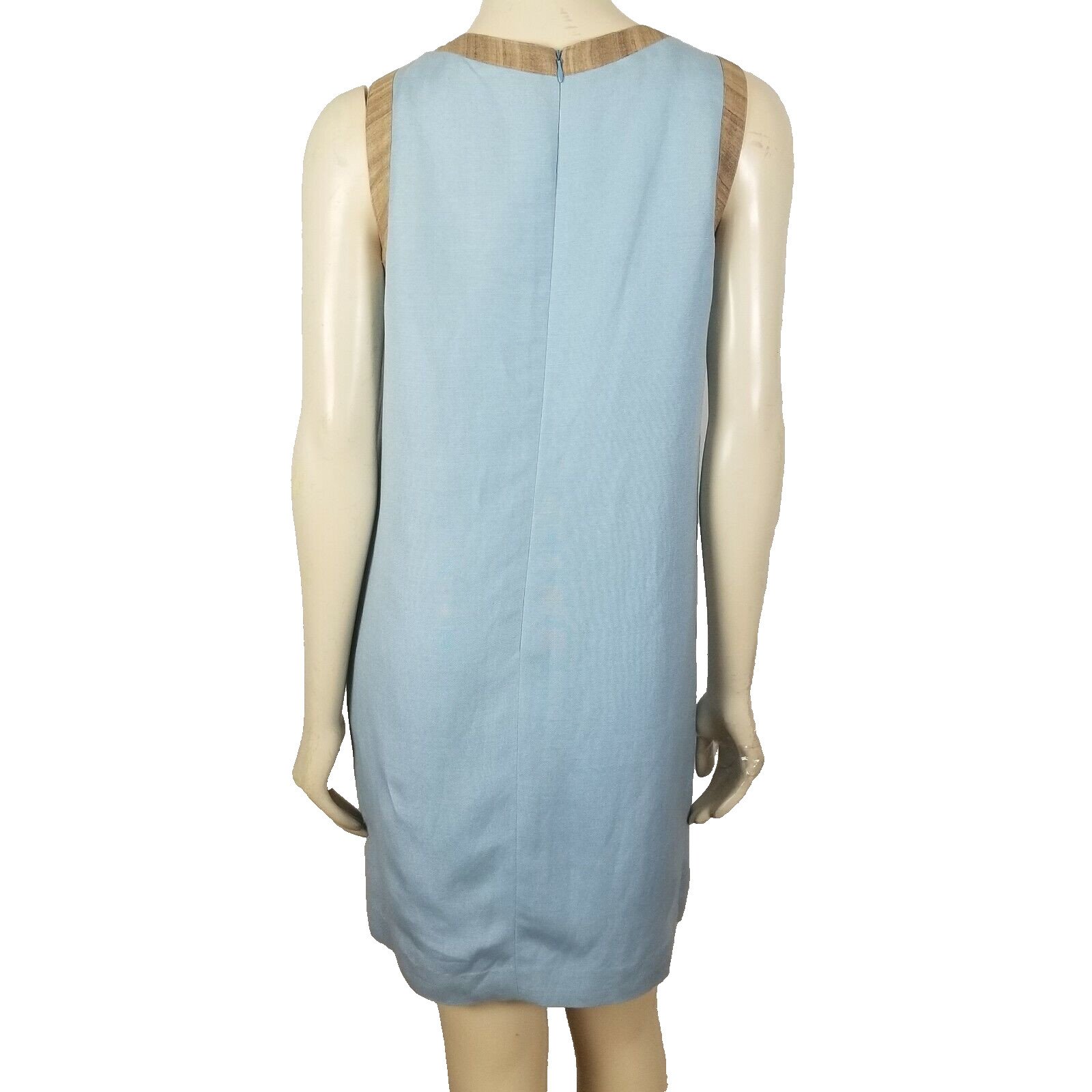 Vintage Geary Roark sleeveless blue and brown shift dress size S