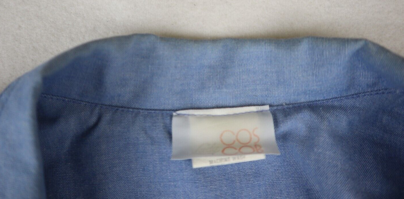 VINTAGE WOMEN’S BLUE 3/4 SLEEVE BUTTON-UP TOP – COS COB – SIZE 38