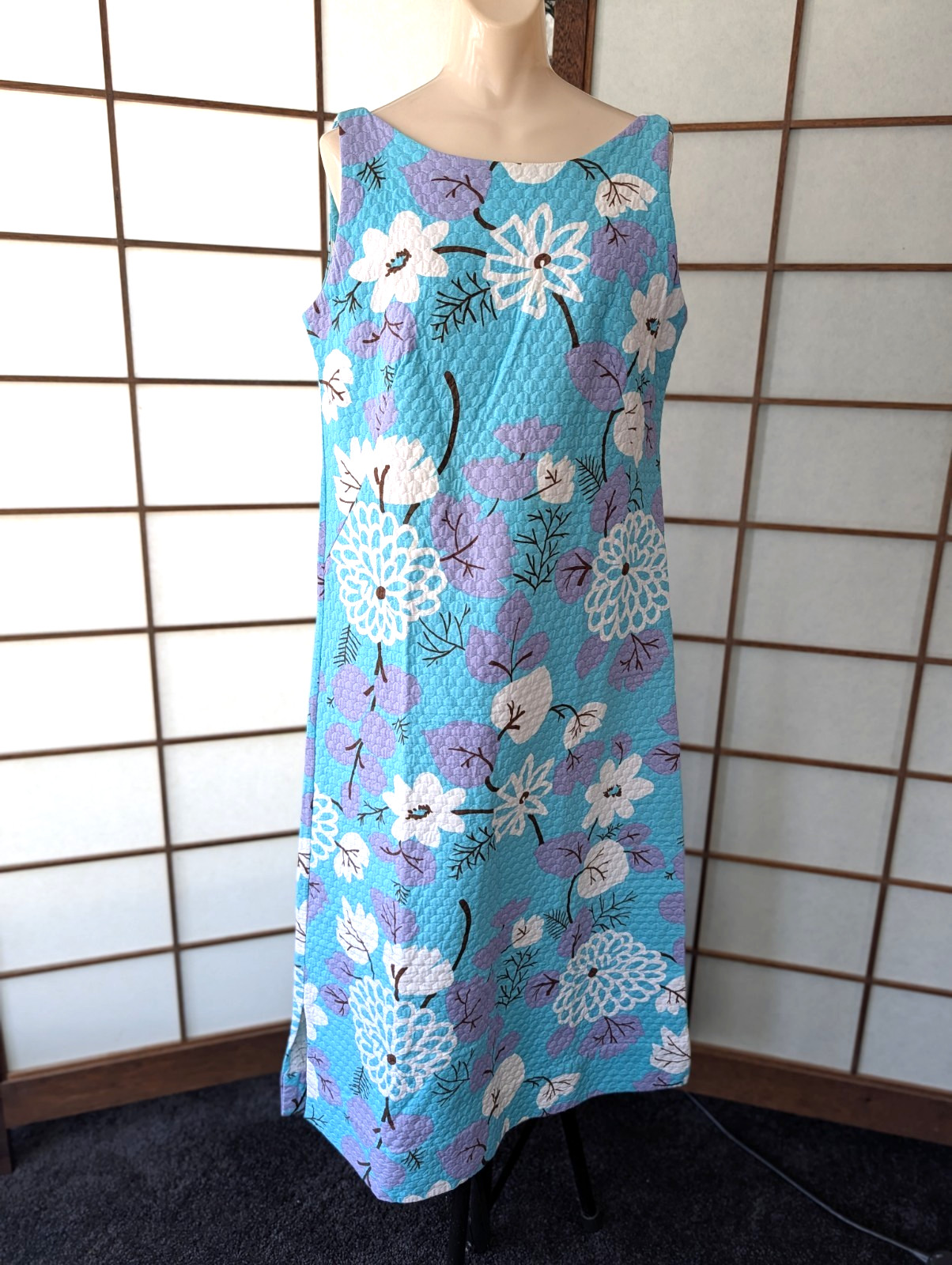 Vtg Sears Hawaiian Fashions 1970s Maxi Hawaiian Dress Muu Muu Quilted XL XXL