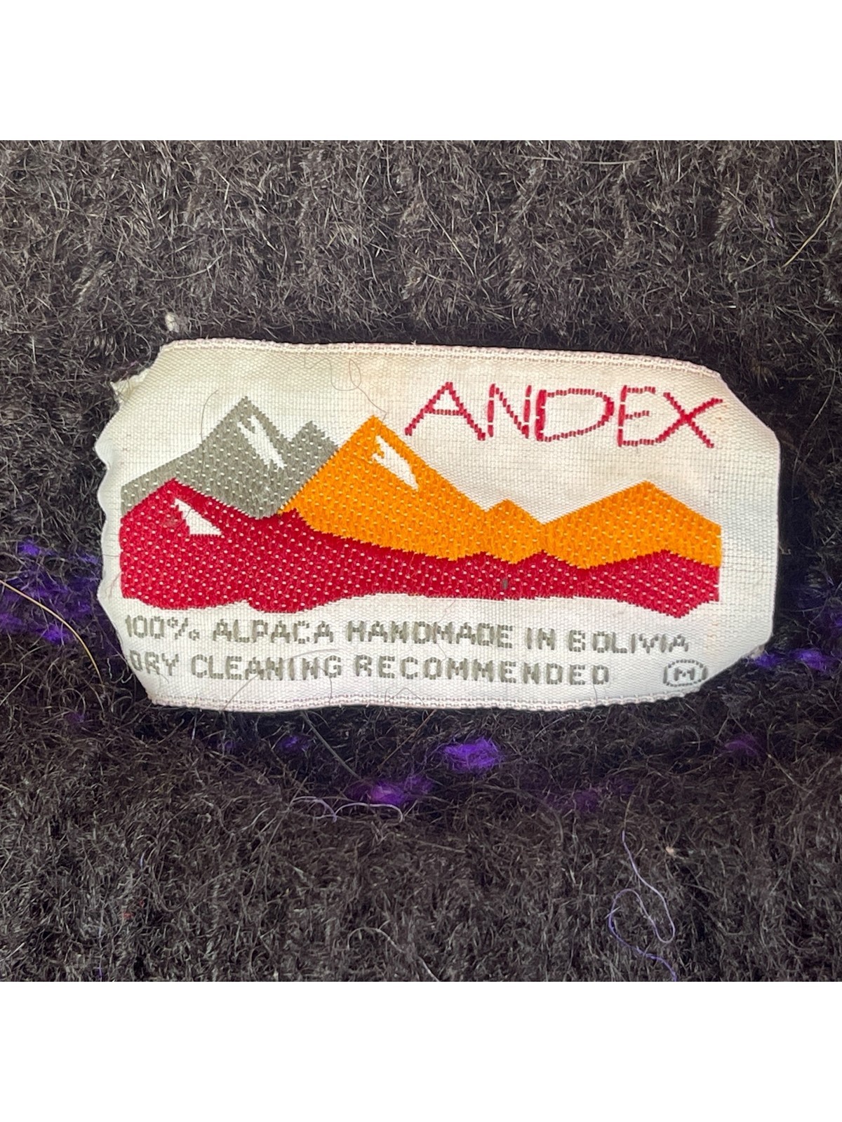 Vintage Andex Alpaca Sweater M Bolivia Handmade Geometric Knit Purple