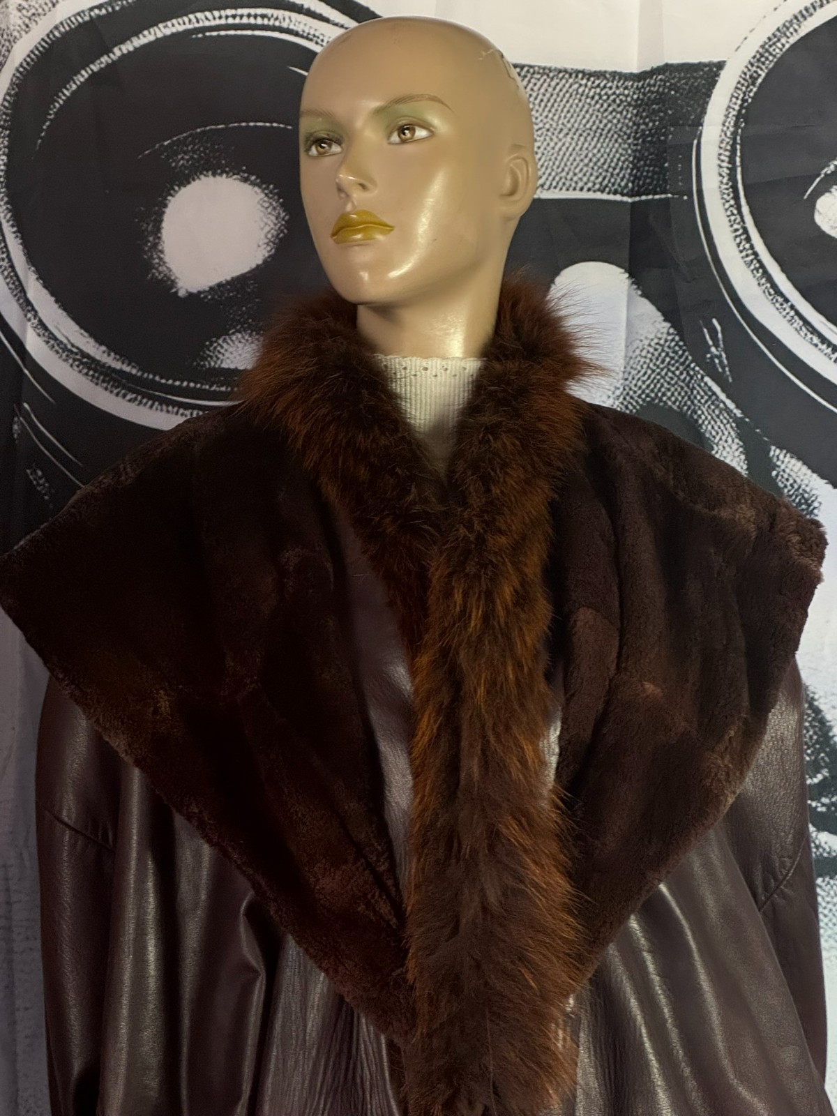 Vintage Leather Coat XL 80s Italy Lamb Nappa Shearling Oversized Venus