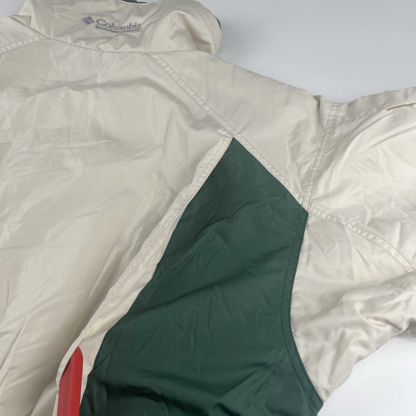 Vintage 90s Columbia Micro-Tex Ski Jacket Women’s XL Colorblock Cream Green