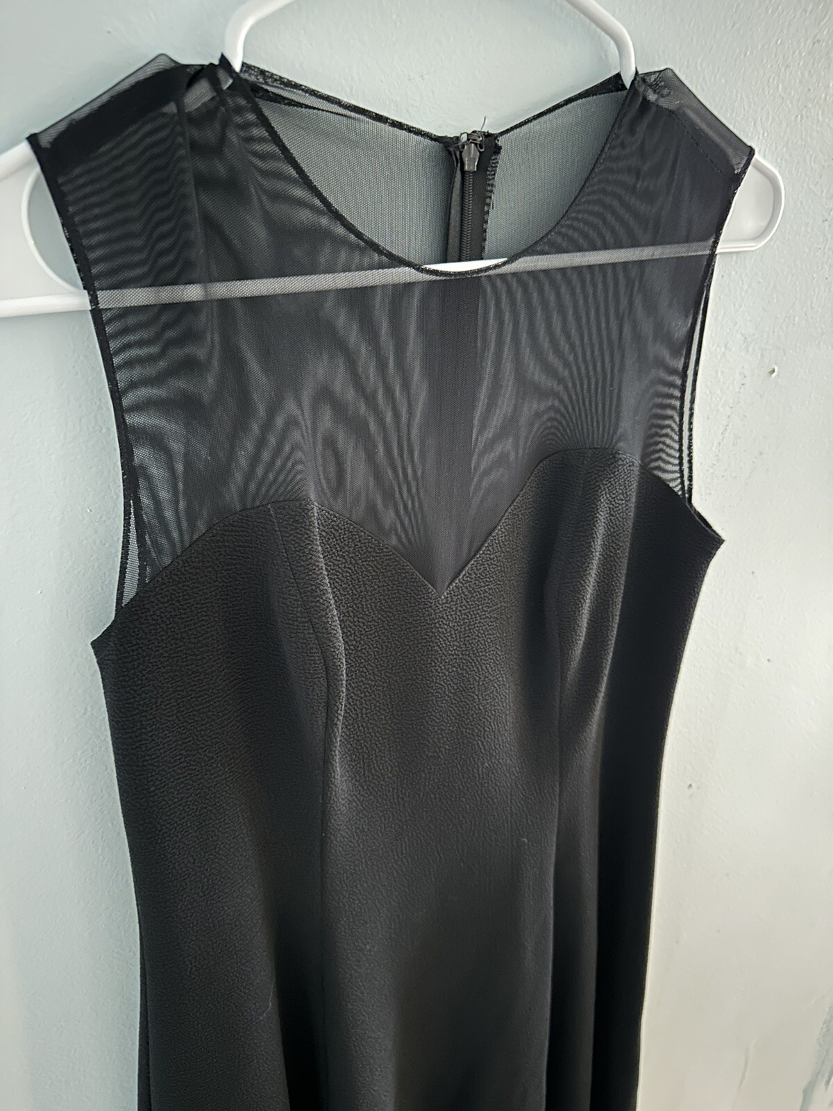 Vintage Black Mini Dress Sheer Neckline Sleeveless Witchy Hampton Nites Size 10