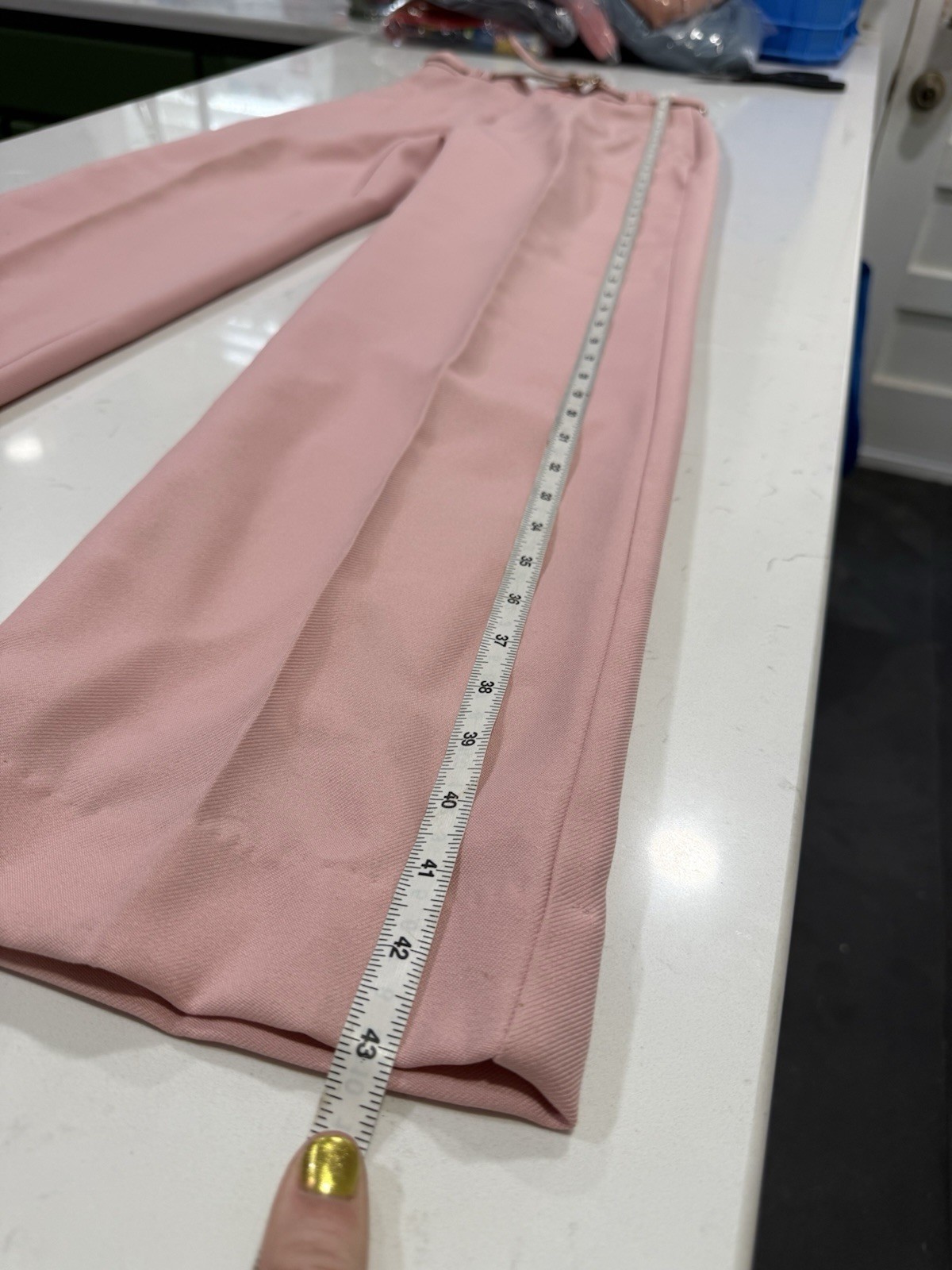 Vintage 1970s High Waisted Light Pink Straight Leg Trousers W Belt XS Sweetbriar