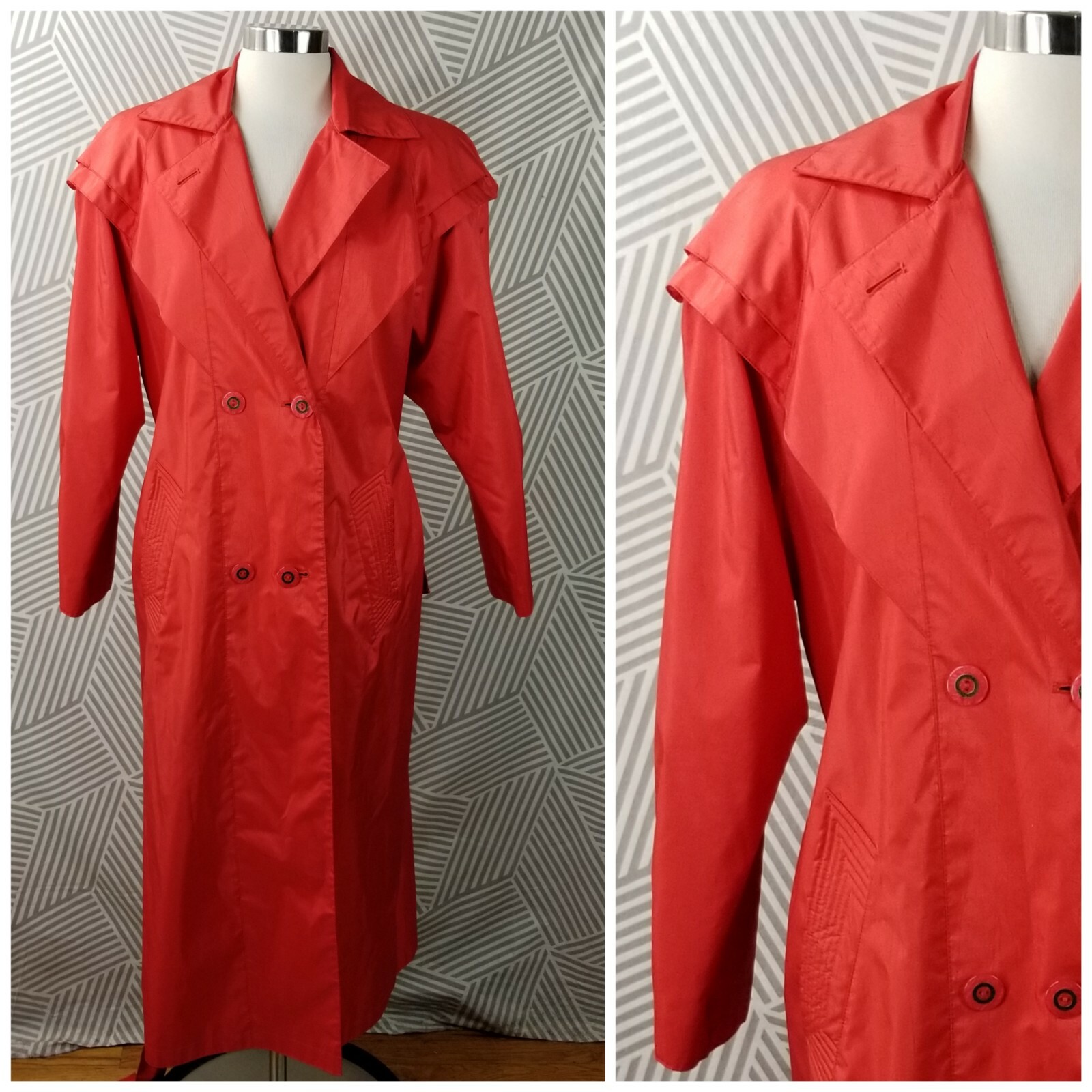 Vintage Womens Trench Coat size 7/8 long Raincoat professional Cosplay costume