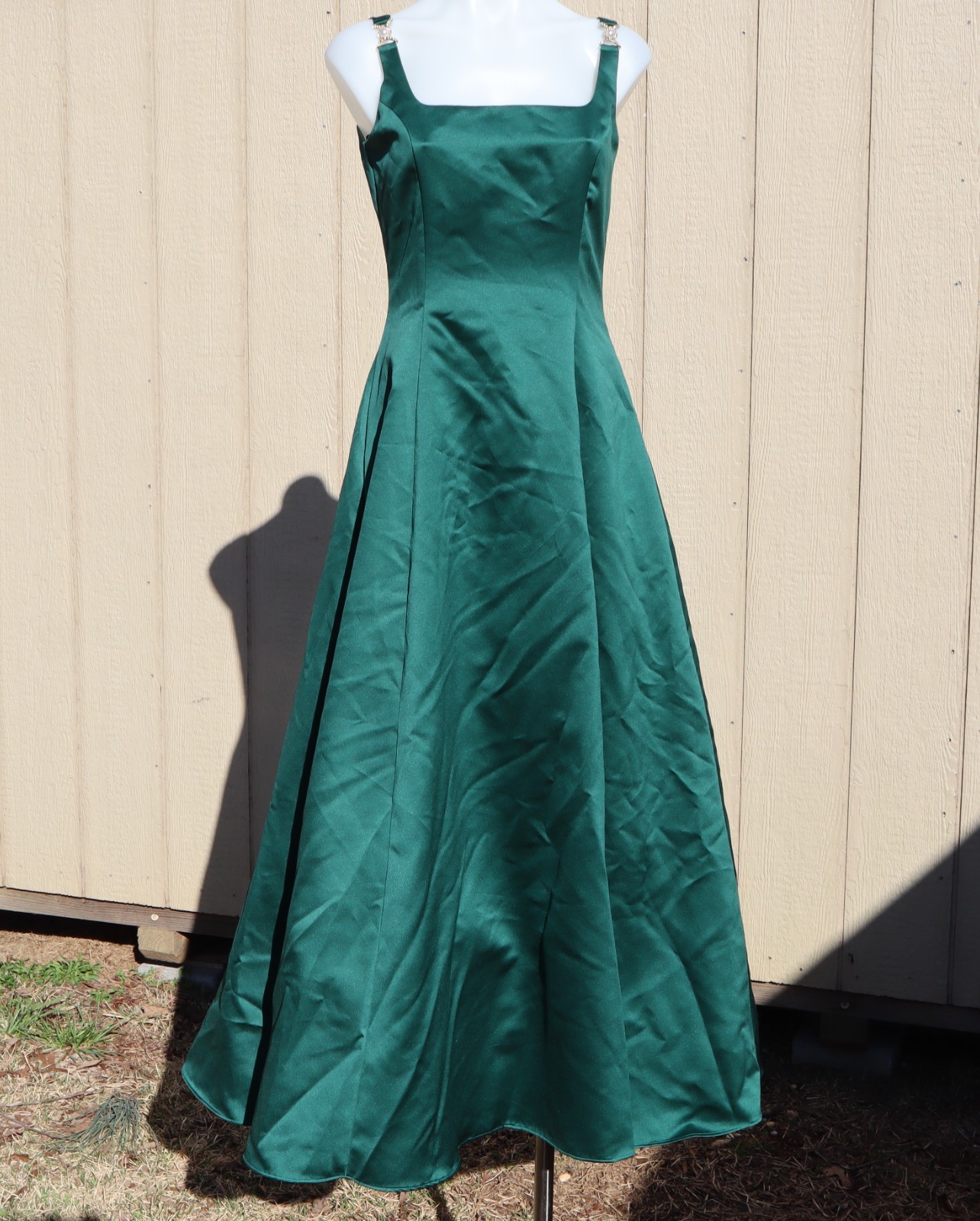 Vintage Scott McClintock Green Satin Maxi Dress Mother Bride Party Prom Medium