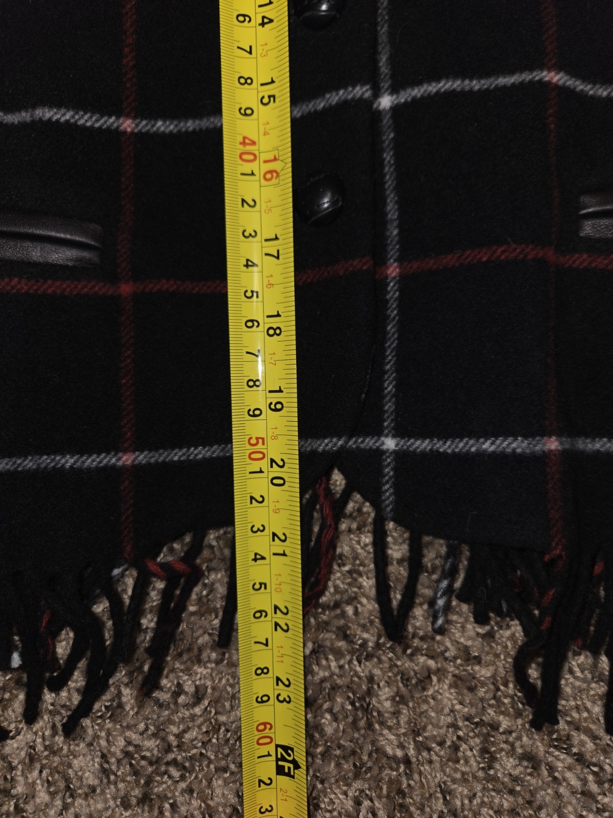 Woman’s 80% Wool Jacket Plaid Fringe Whimsygoth Size 12 USA Made Button Up Worth