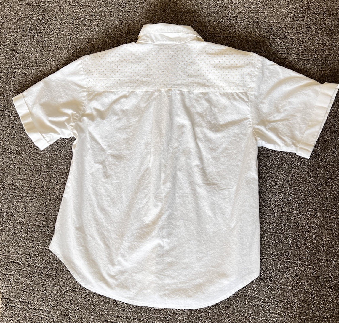 Vintage City Girl Nancy Bolen Western Shirt White Gold Embroidery Size 12 USA