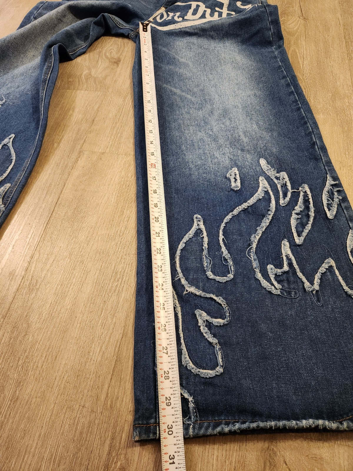 Vintage Von Dutch Jeans Denim Wide Leg Size 7 Y2K Skater Baggy 28×30