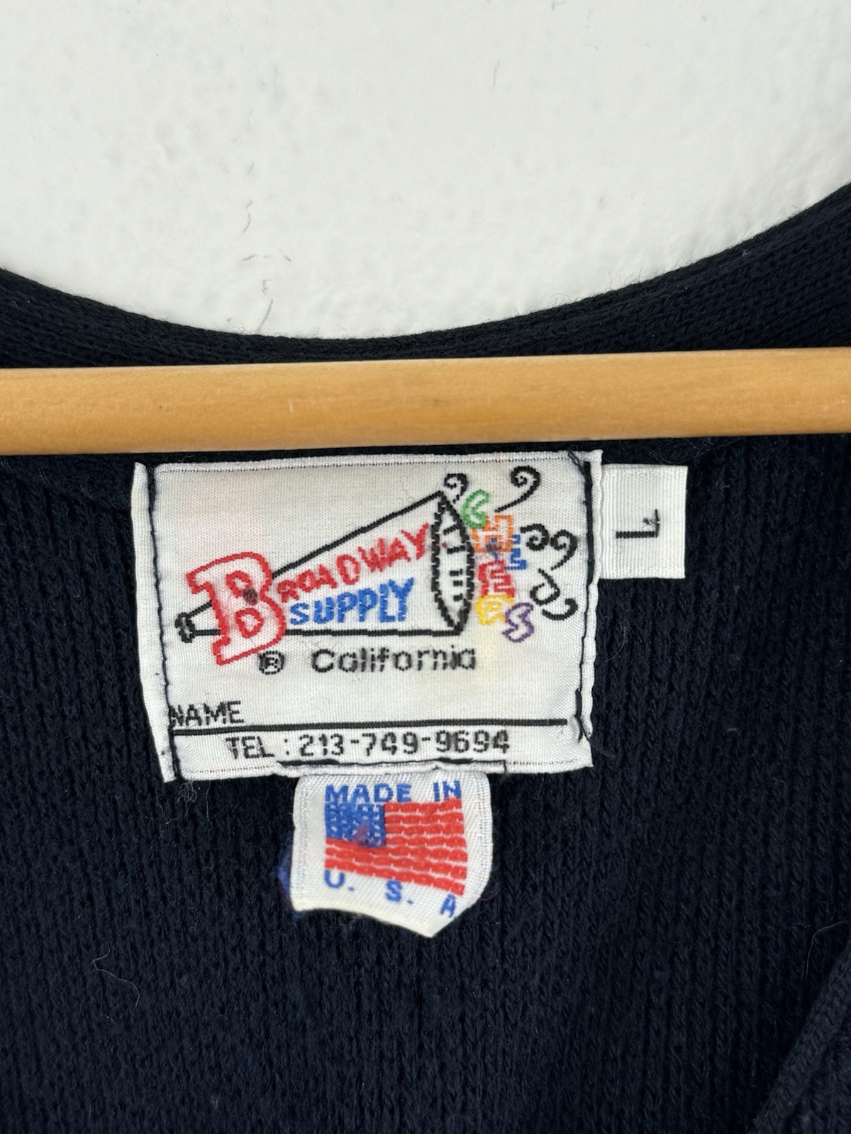 Vintage Broadway Supply California Navy Blue Cardigan Sweater Size L Womens