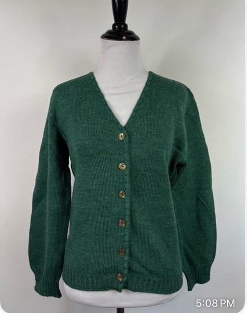 Vintage Scotch Nap Sweater Womens S Green Wool Cardigan Button Down