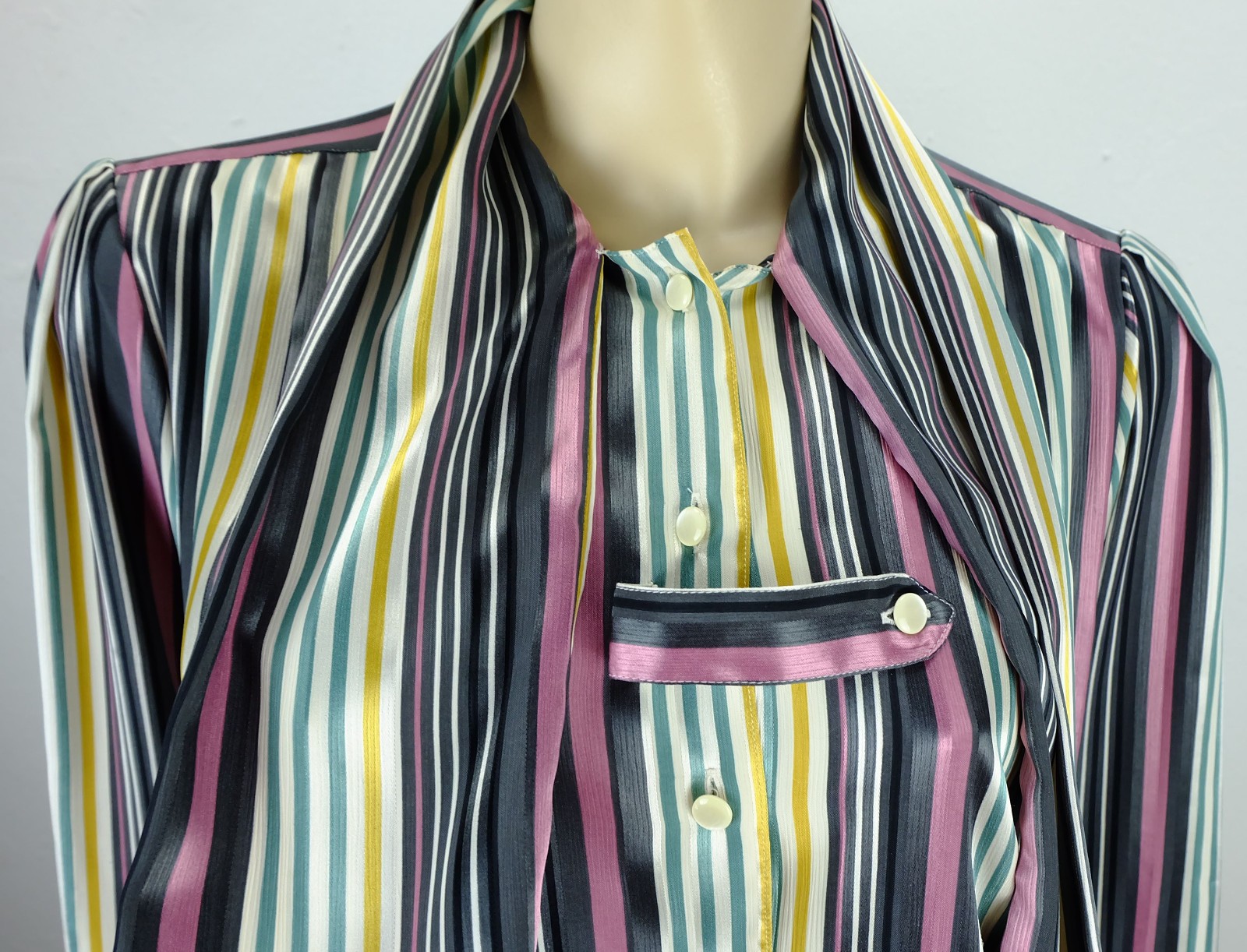 Striped 80s blouse satin blouse Lucia West Germany slip size M