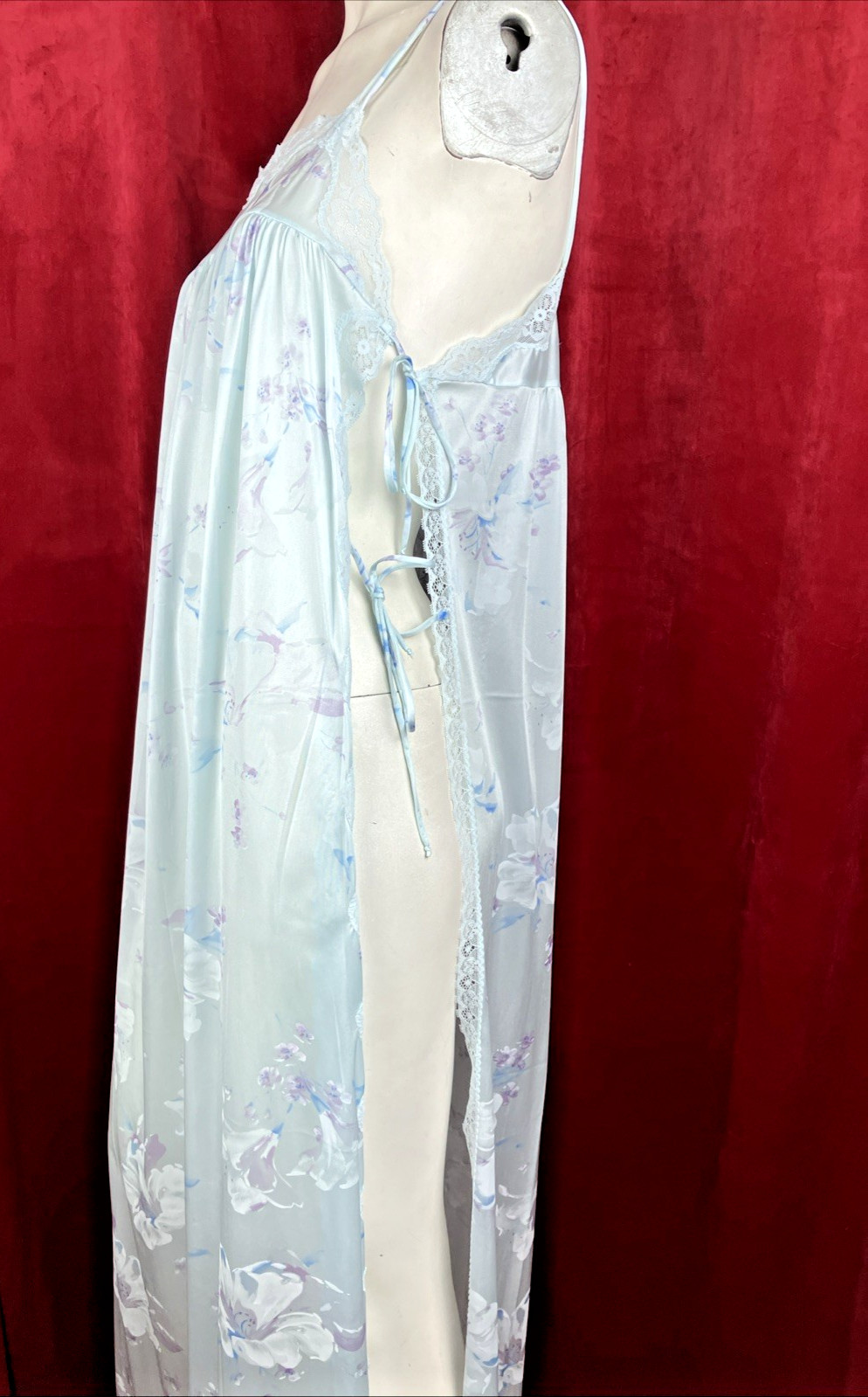 M 70s Miss Elaine Side Tie Sexy Nightgown Gown Opaque Nylon