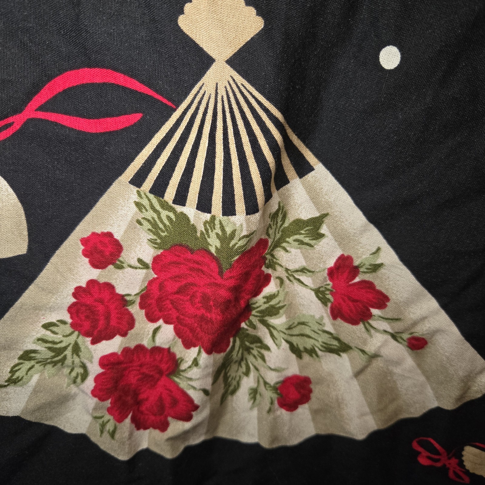 Vintage California Connection Inc. Black Maxi Skirt Floral Fan Elastic 32″ Waist
