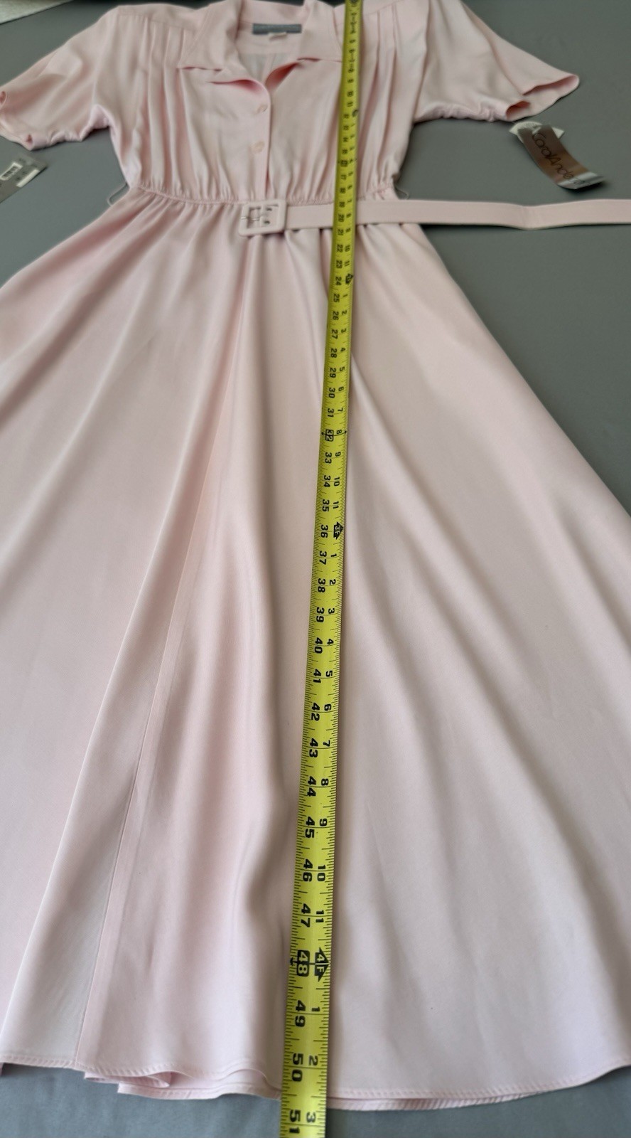 Vintage 80s Carol Anderson Dress Pink Belted Midi NWT Size 8 Power Shoulder USA