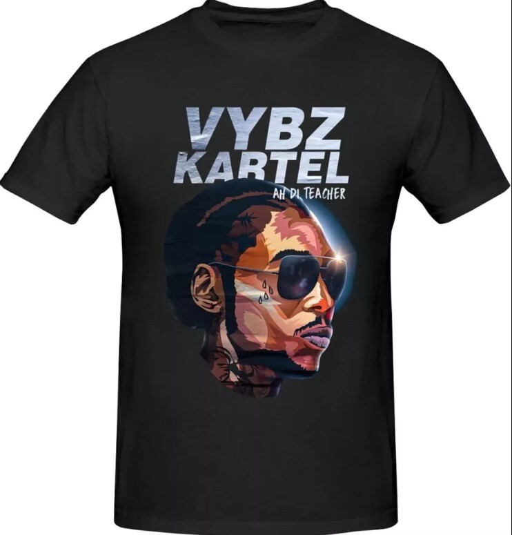 Vybz Kartel Men’s T-Shirt Cotton Crew Neck Short Sleeve Tshirt Hip Hop Shirt Tee