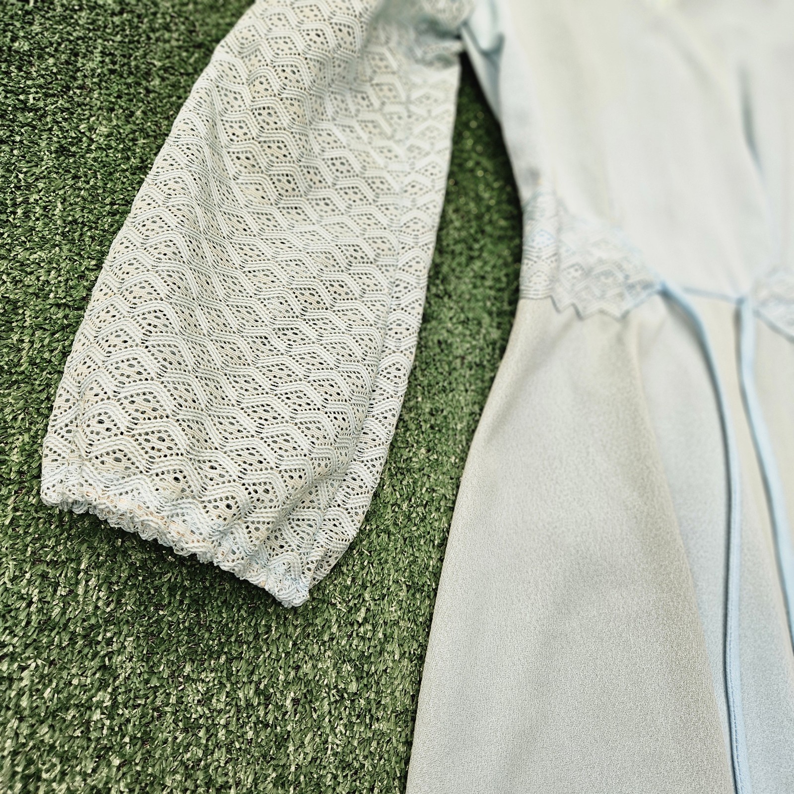 Vintage A Line Dress Button Collar And Lace Puff Sleeves Size S See Description