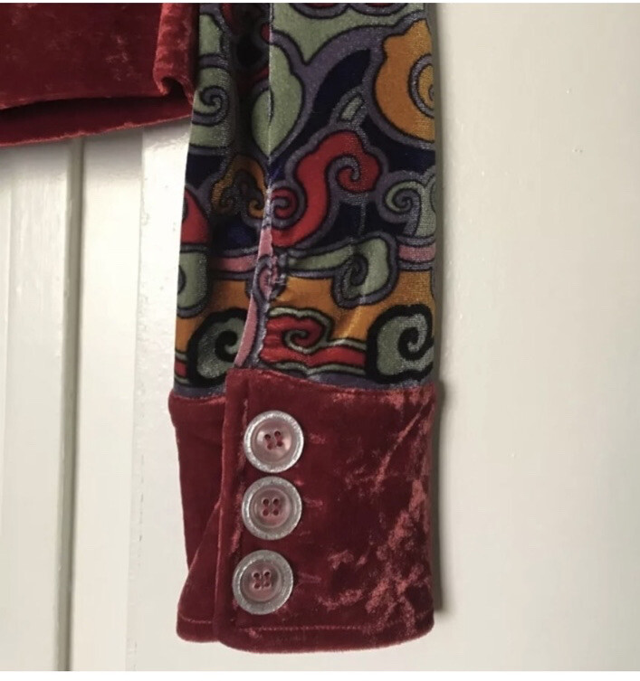 NWT VINTAGE VOYAGE PASSION MULTICOLOR EMBELLISHED VELVET JACKET SHACKET TOP M